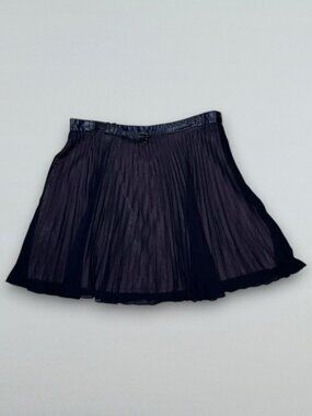Black Pleated Chiffon Mini Skirt Blush Pink Lined Belted Skater Size 10